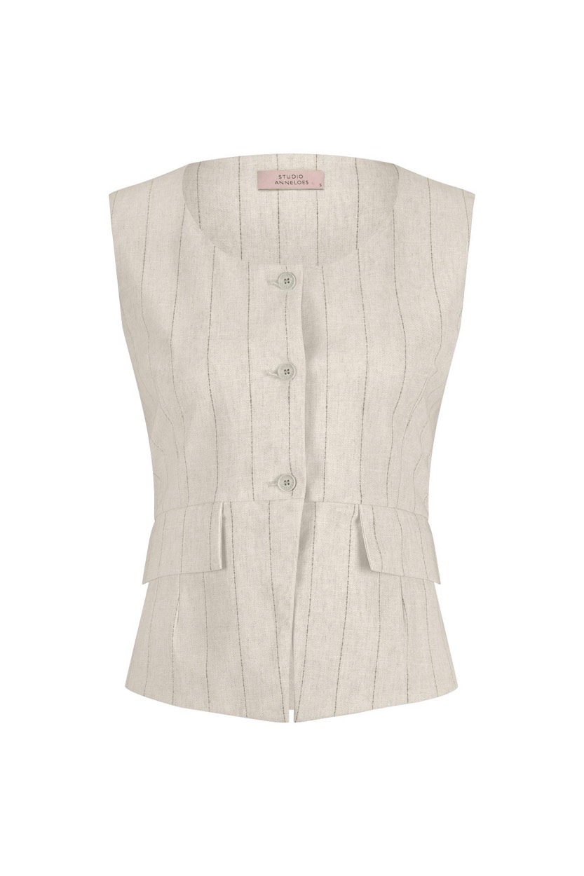Studio Anneloes Rebekka pinstripe gilet zand dessin