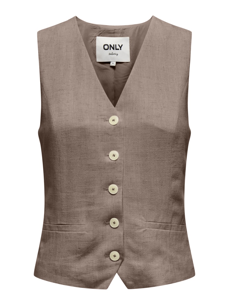 Only Onliris-siesta sl linen bl vest tl taupe