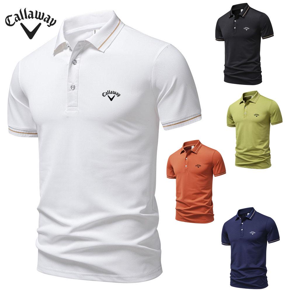 Callaway 2025 Zomer Nieuw Sport Casual Golf Geborduurd Revers T-shirt Vochtafvoerend en Zweetafvoerend Poloshirt S zwart