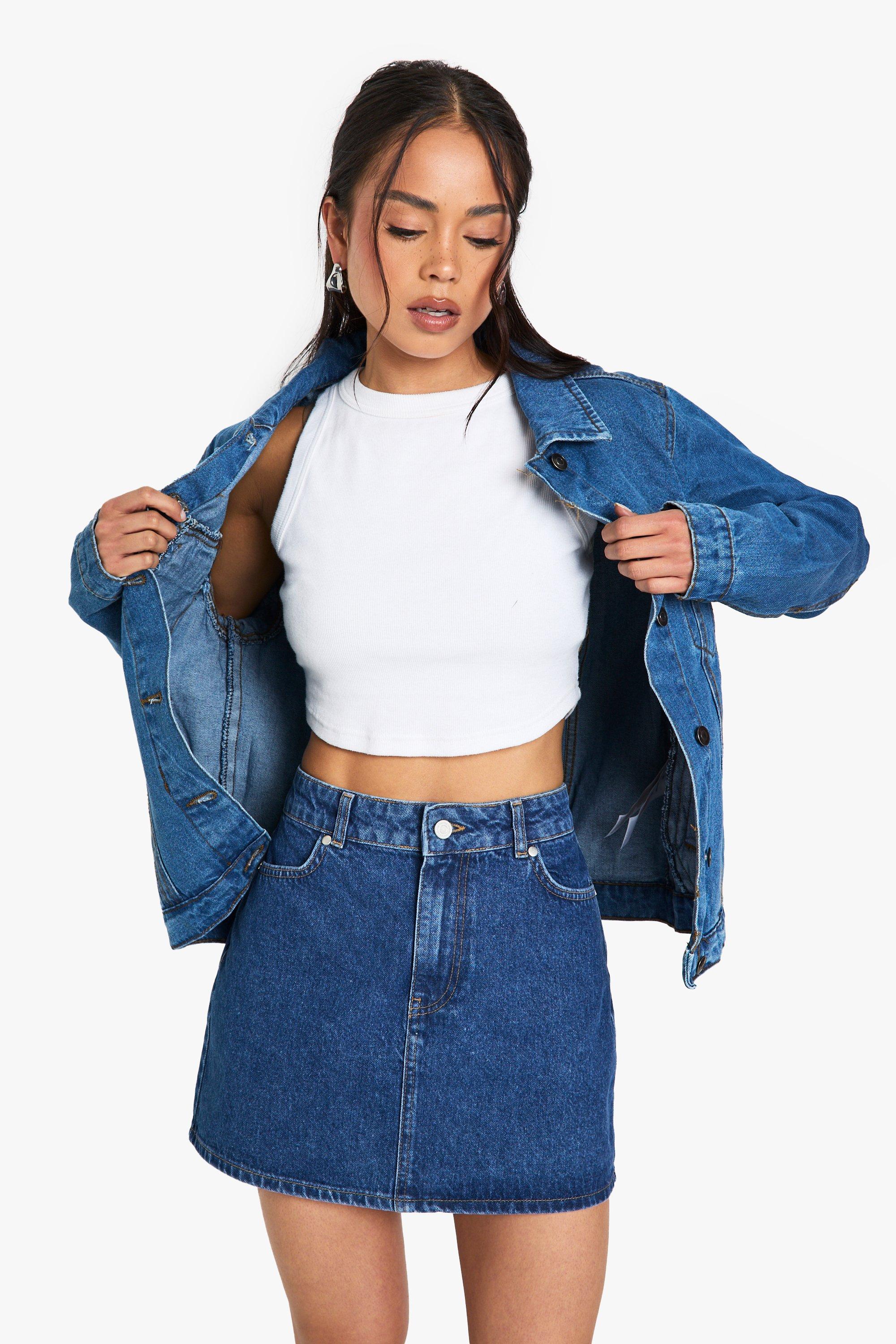 Boohoo Mid Wash Mini Spijkerrokje, Bleach Wash