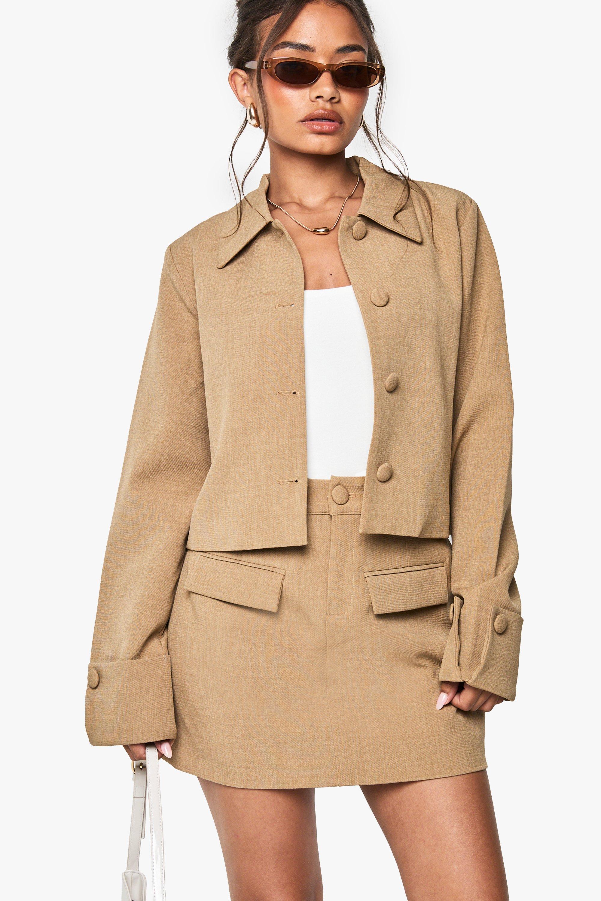 Boohoo Geweven Getailleerd Mini Rokje Met Zakken, Mustard