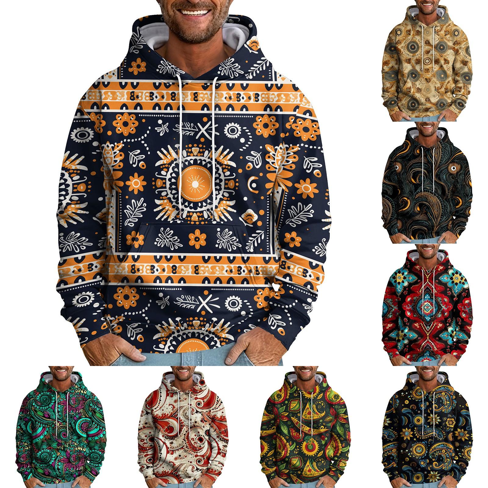 Sinking fish Heren Losse Bloemen Bedrukte Capuchon Sweatshirt Heren Casual Mode Sport Sweatshirt XXL