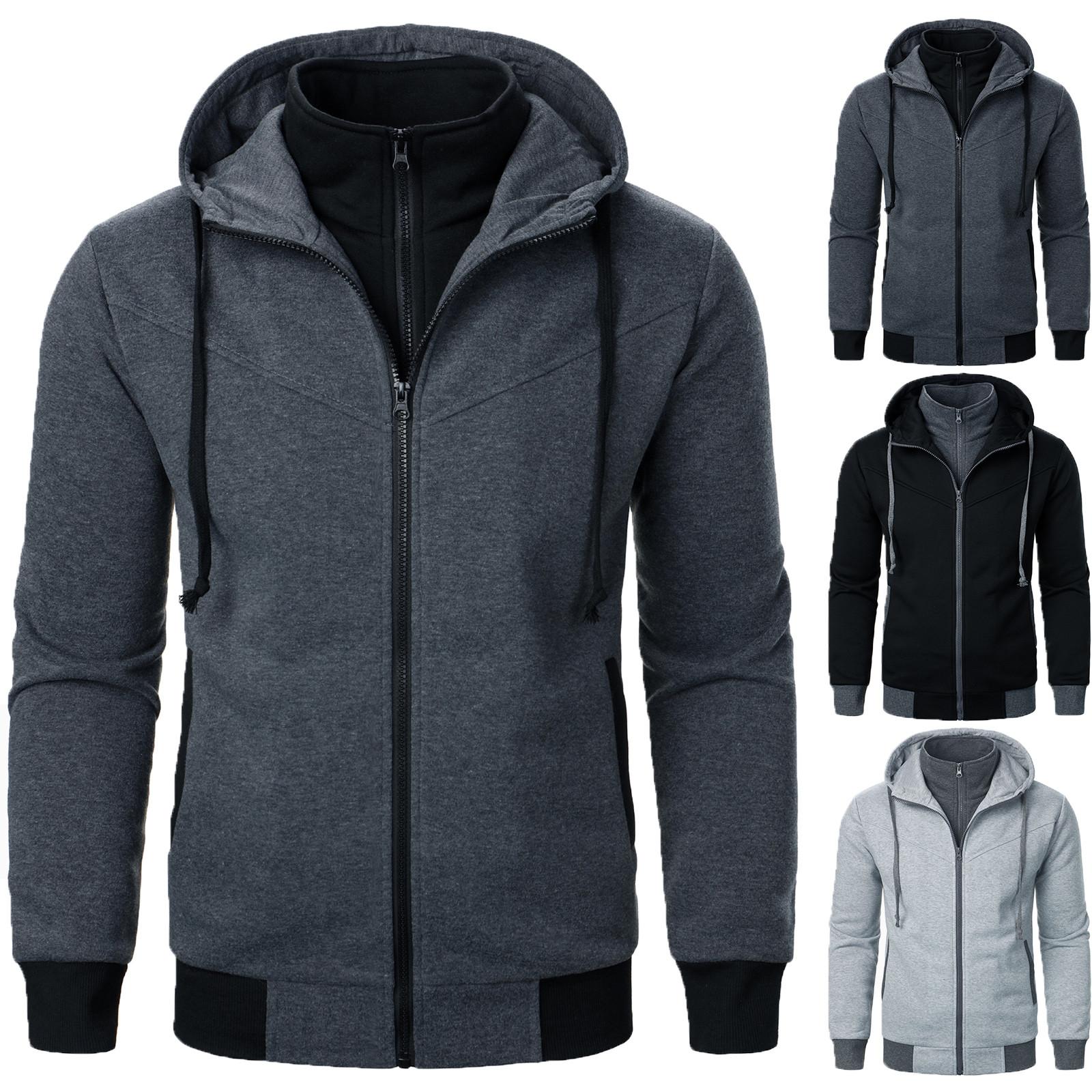 Ximalaya Heren rits pullover lange mouw hooded sweatshirt tops blouse XL zwart