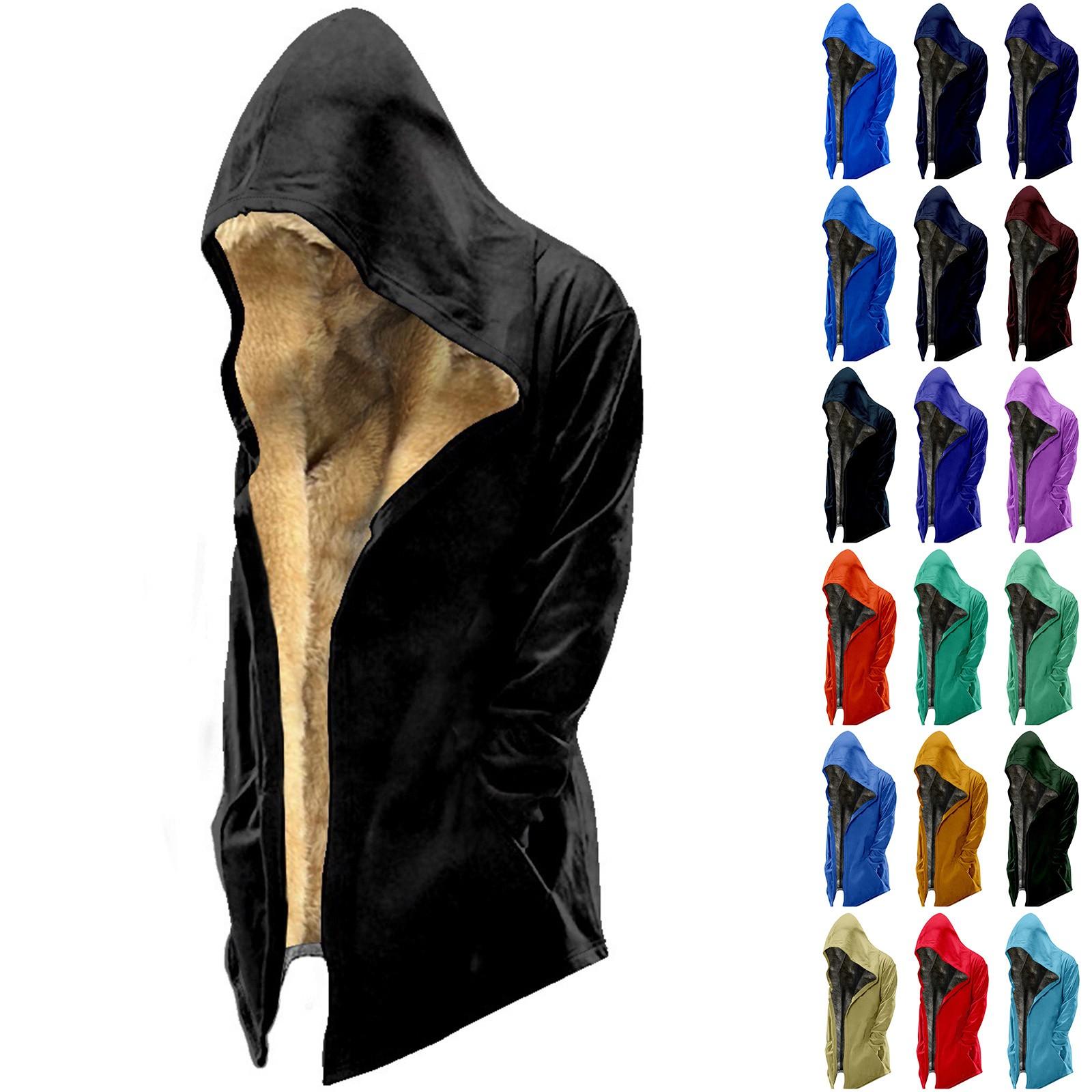 Ren Bag Heren effen fluwelen verdikte lange jas Heren casual grote maat rits jas L zwart