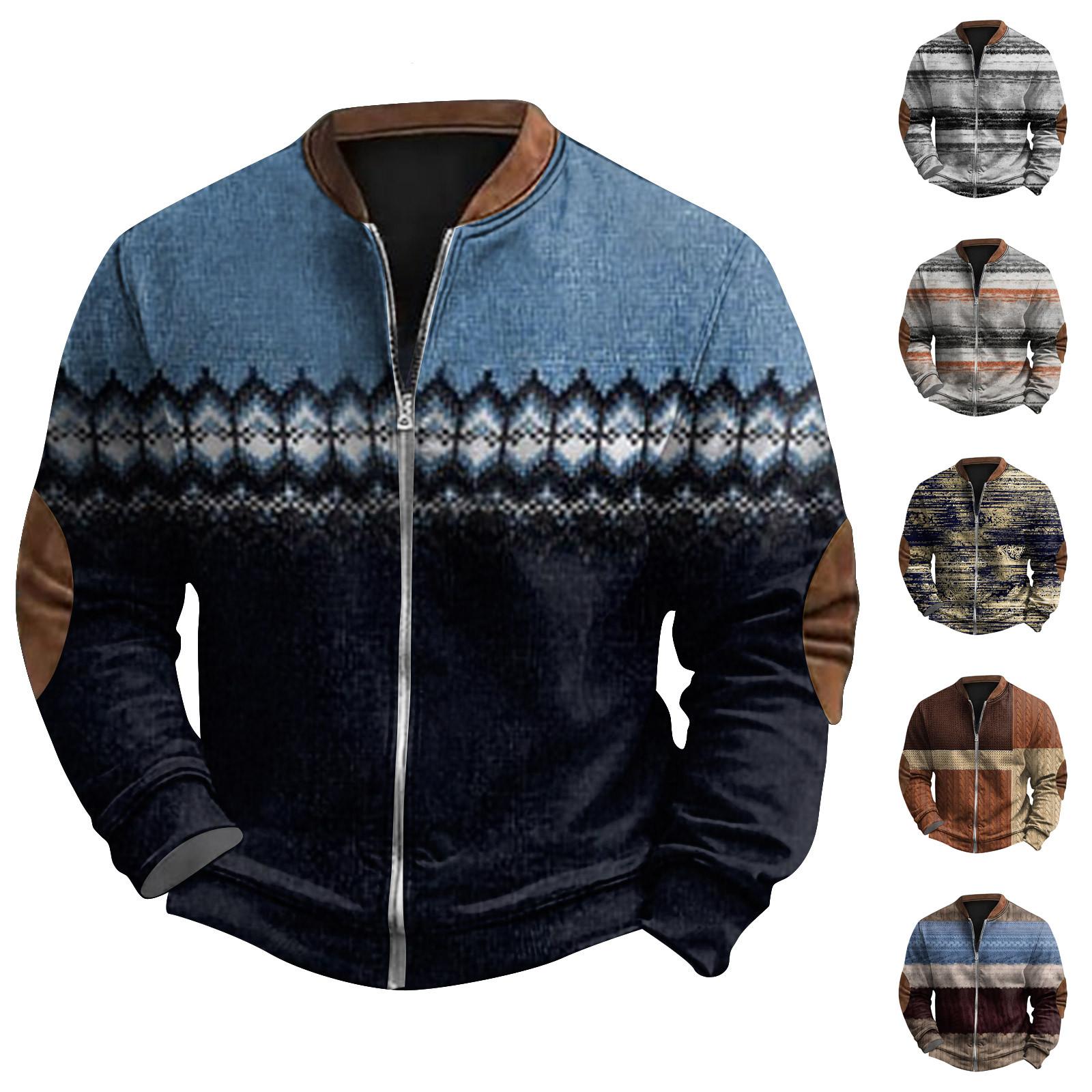 Ren Bag Heren Retro Casual Gradient Bedrukt Sweatshirt L blauw