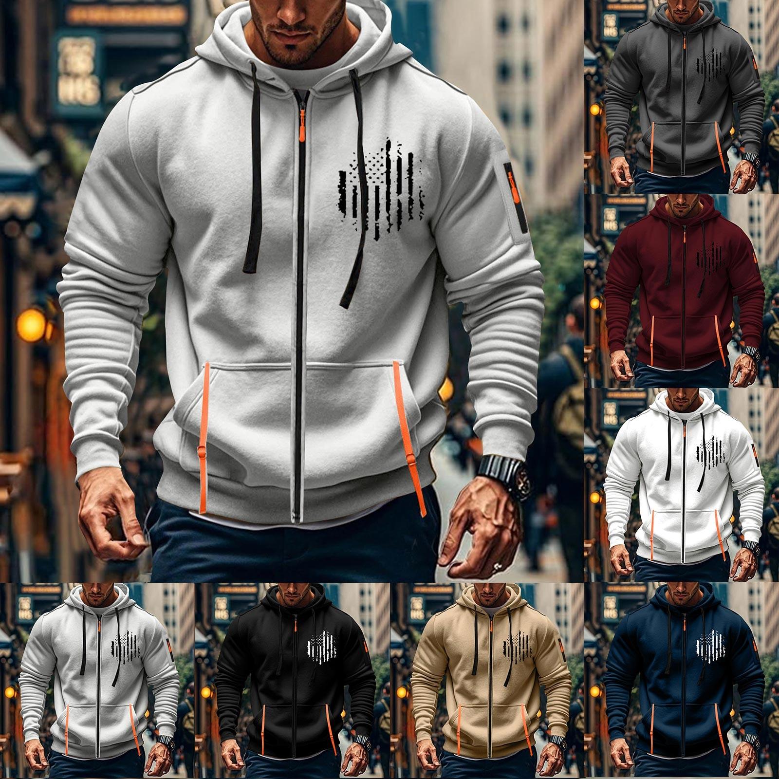 Xingben Four Heren Sport Casual Hoodie Hoodie Cardigan Rits Multi-pocket Hoodie Jas XXL
