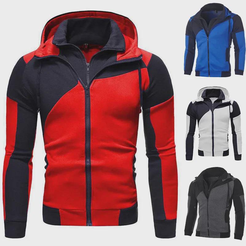 Top Men Wardrobe Fleece sweatshirt met dubbele rits en capuchon voor heren 3XL wit