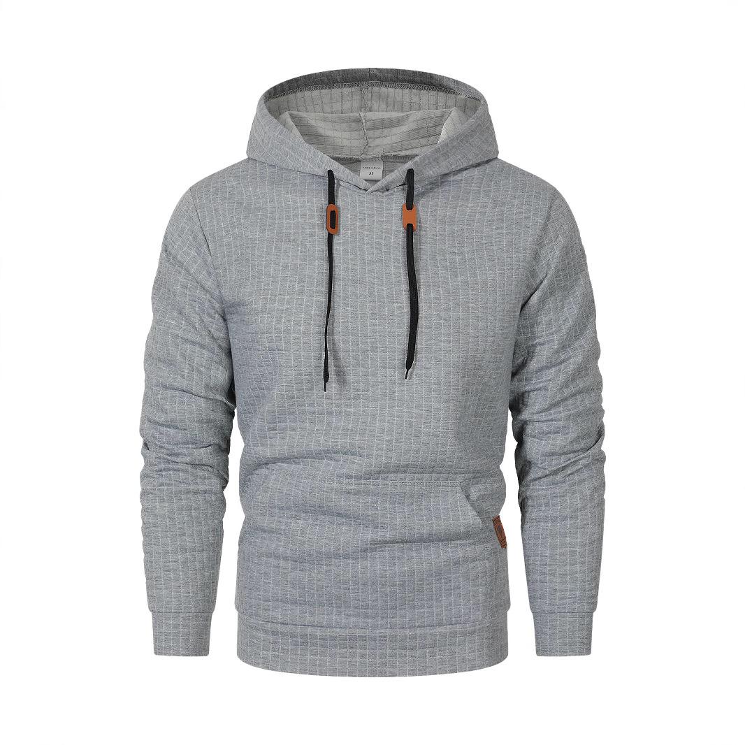 Top Men Wardrobe 2024 Europees gewatteerd jacquard geruit katoenen sweatshirt met lange mouwen en capuchon voor heren M wit