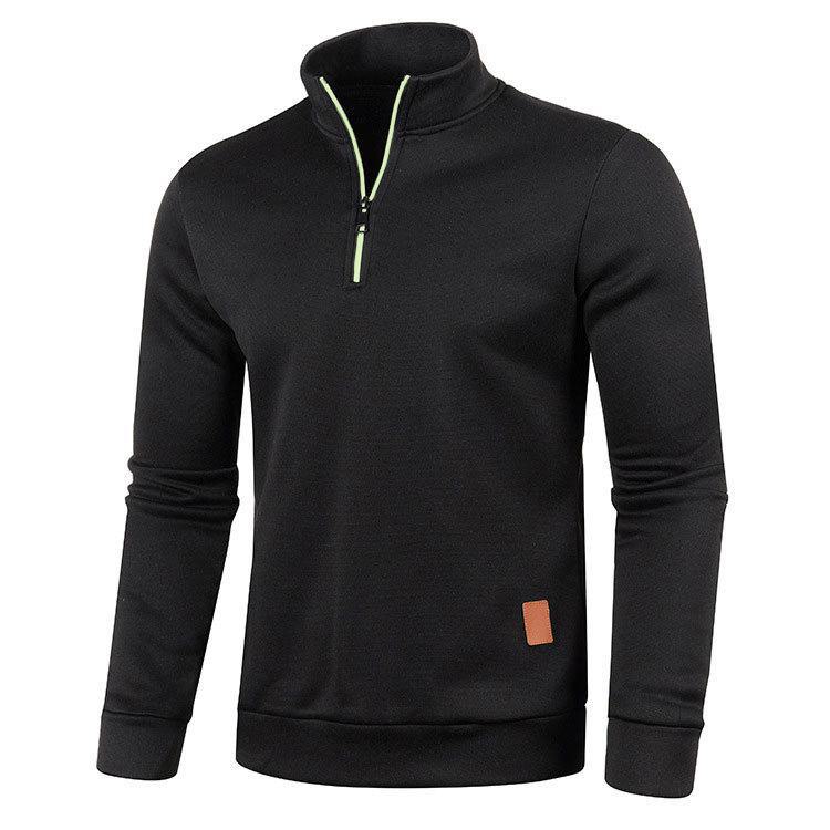 Top Men Wardrobe Trendy herentrui met rits - dun fluweel, gebreide mouwen, grote maat M denimblauwe kleur