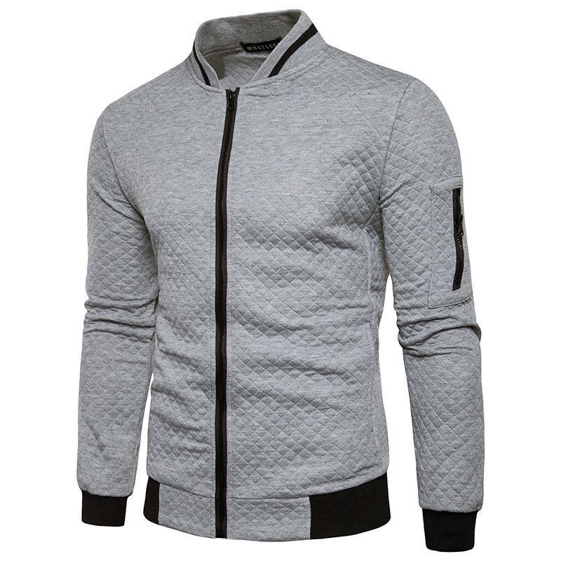 Top Men Wardrobe Heren geruite contrasterende rits opstaande kraag casual sweaterjas - herfst/wintercollectie 2020 S Vloot