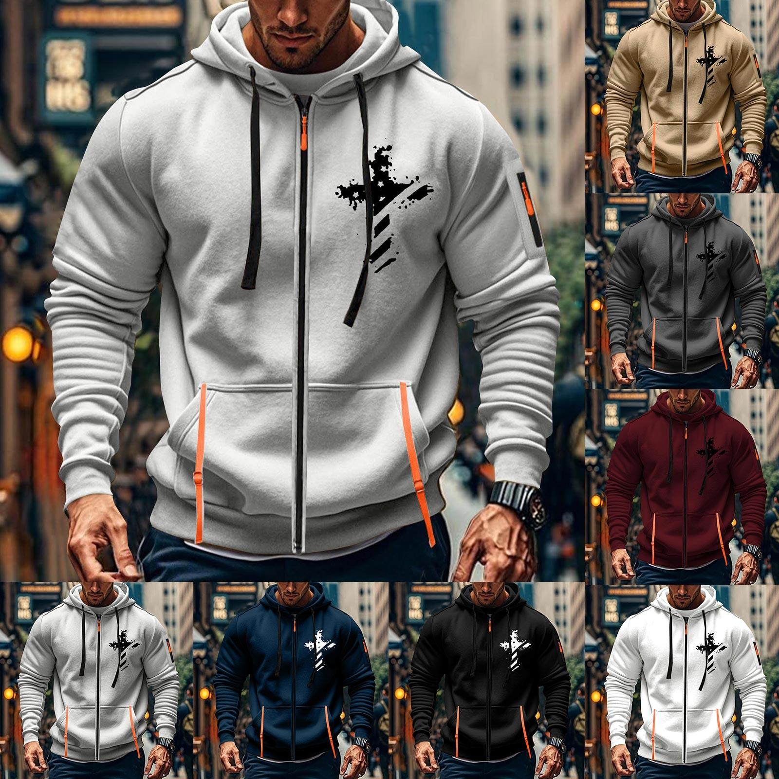 Xingben Four Heren Sport Casual Hoodie Hoodie Cardigan Rits Multi-pocket Hoodie Jas L zwart