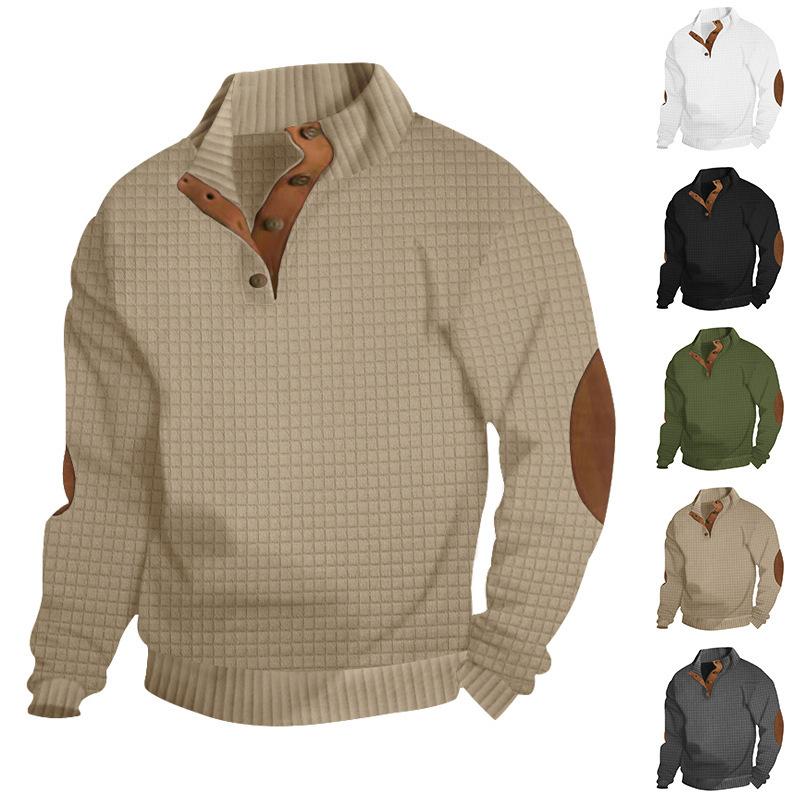 Fashion human Mode Heren Outdoor Casual Staande Kraag Lange Mouw Sweatshirt Klein Vierkant Jasje Heren Top S legergroene kleur