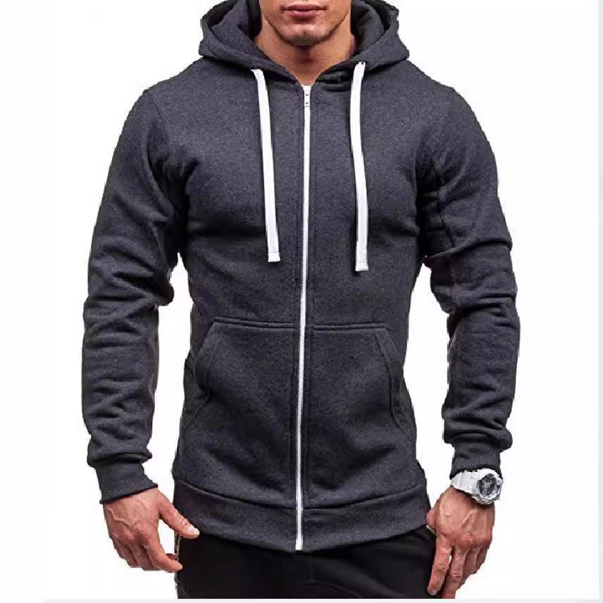 AI Supermarket 2024 Heren Effen Kleur Rits Hoodie Cardigan Sweatshirt M Vloot