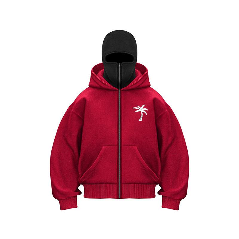 Boutique sports suit series 2 Zware retro heren hoodie met rits, winter warme casual sweatshirt, Y2K met capuchon, gezichtsmasker met rits, sportjas, buitenactiviteiten S