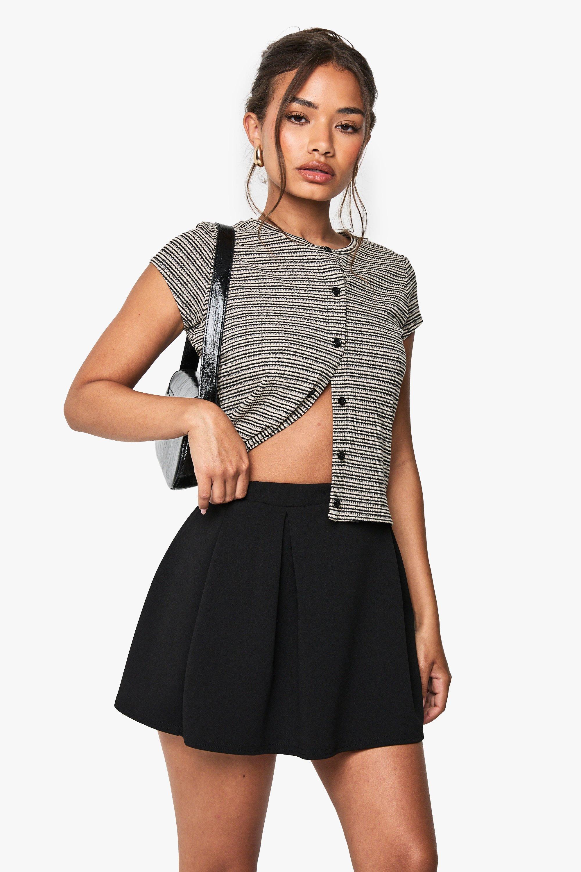 Boohoo Geplooide Crêpe Mini Rok, Black