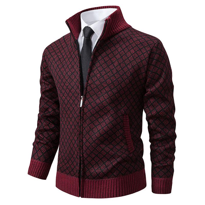 JOHO - CarGear Gebreide dikke cardiganjas voor heren, winterse warme cardiganjas met rits XS