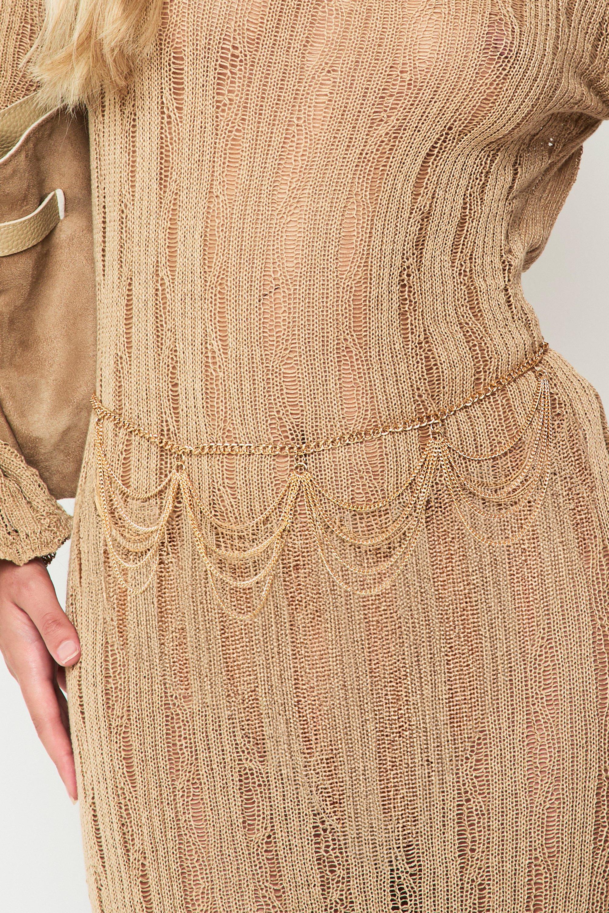 Boohoo Plaited Chain Waist Belt, Gold