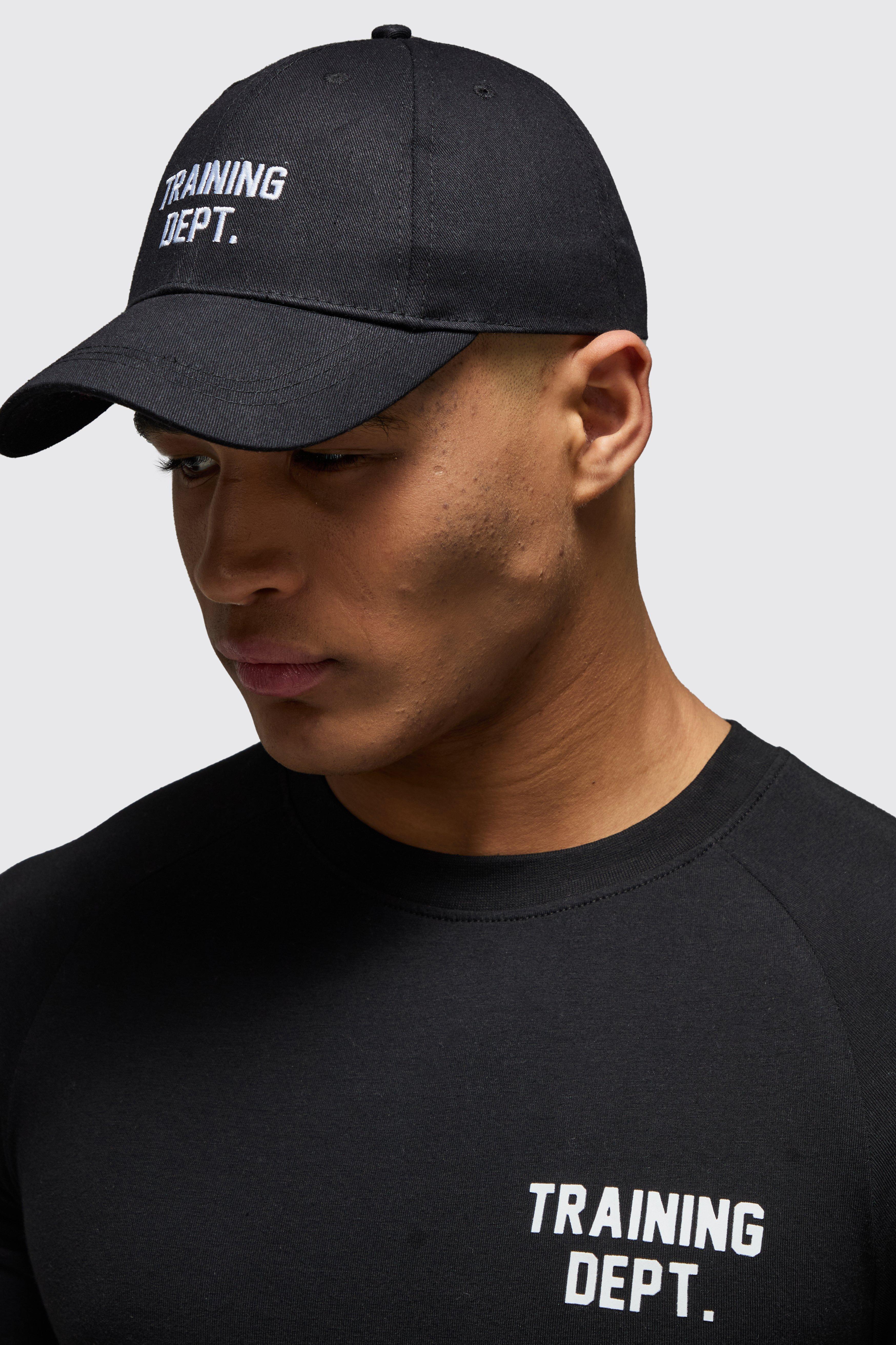Boohoo Training Dept Baseball Cap, Black