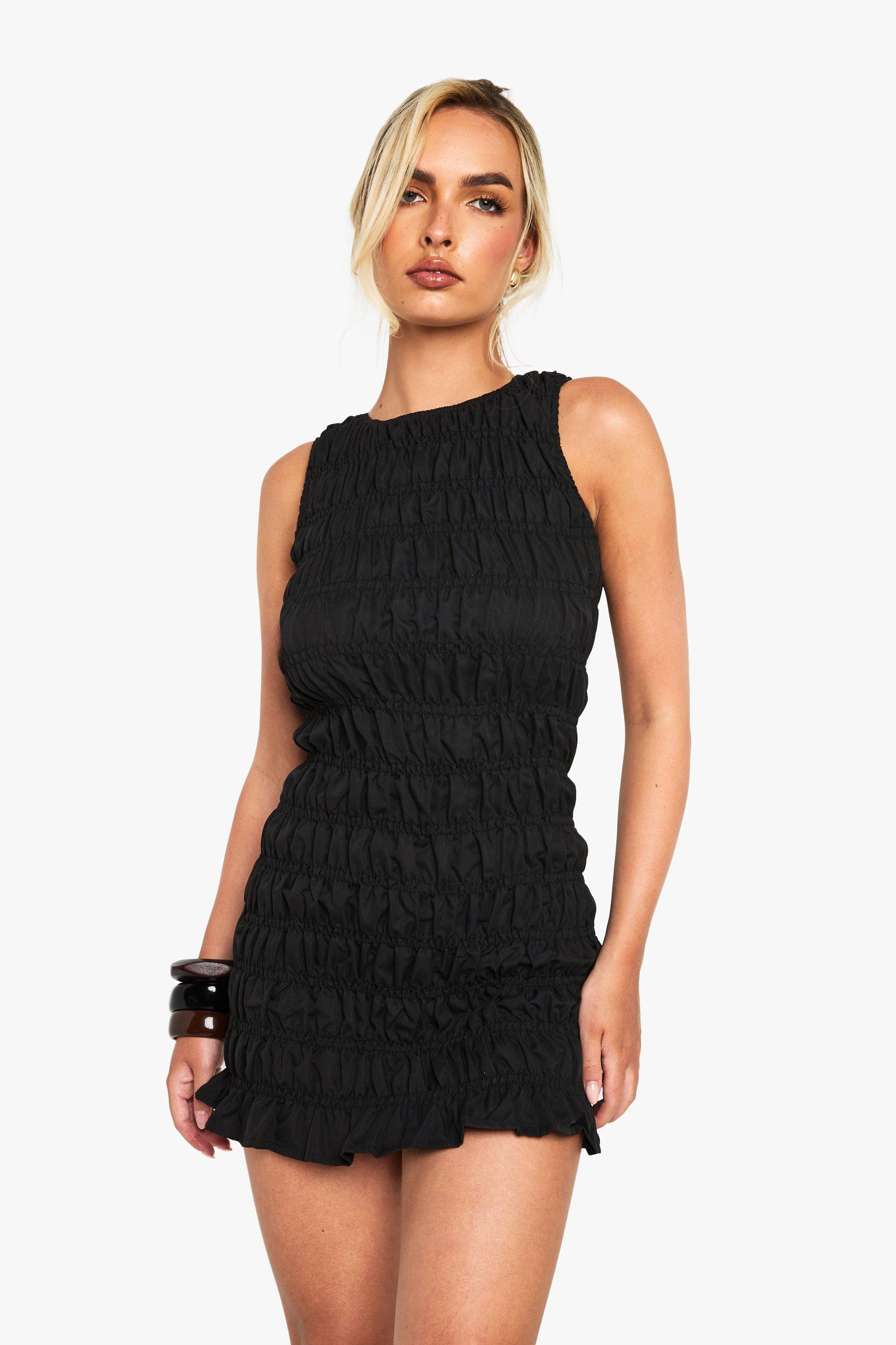 Boohoo Shired Racer Neck Mini Dress, Black