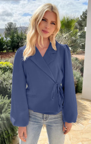 Jurkjes Pofmouwen Wrap Blazer Long Sleeve Zaya Jeans Blue