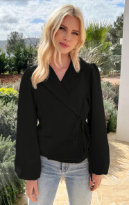 Jurkjes Pofmouwen Wrap Blazer Long Sleeve Zaya Zwart