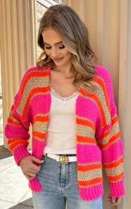 Jurkjes Oversized Cardigan Neon Fuchsia Oranje