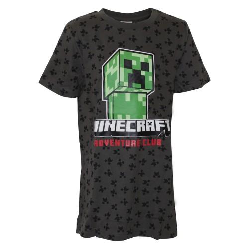 Minecraft Kinder/Kids Creeper T-shirt met all-over print 10-11 grijs