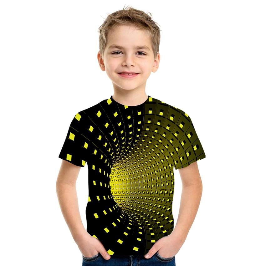 KaiTingu Vlam jongens en meisjes zomer T-shirt mode korte mouwen 3D ronde hals top rokerig element 100