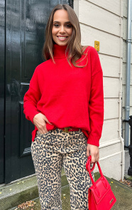 Jurkjes Zachte Oversized Coltrui Met Split Chanty Rood