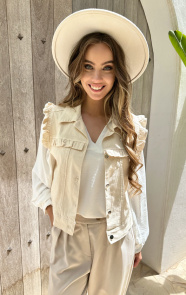 Jurkjes Denim Ruffle Gilet Heather Beige