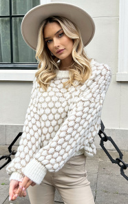 Jurkjes Knitted Trui Lurex Aevy Ecru