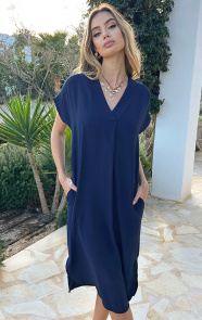 Jurkjes V-hals Midi Jurk Lilly Marine