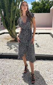 Jurkjes Midi Jurk Cheetah Jenny Zwart