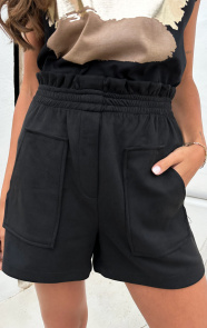 Jurkjes Suede Pocket Short Shelly Zwart