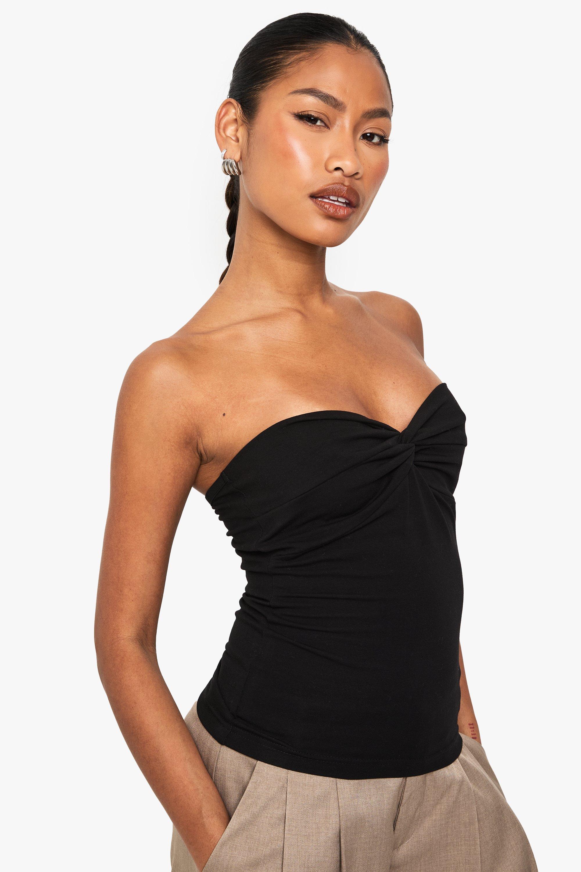 Boohoo Gedraaide Bandeau Top, Black