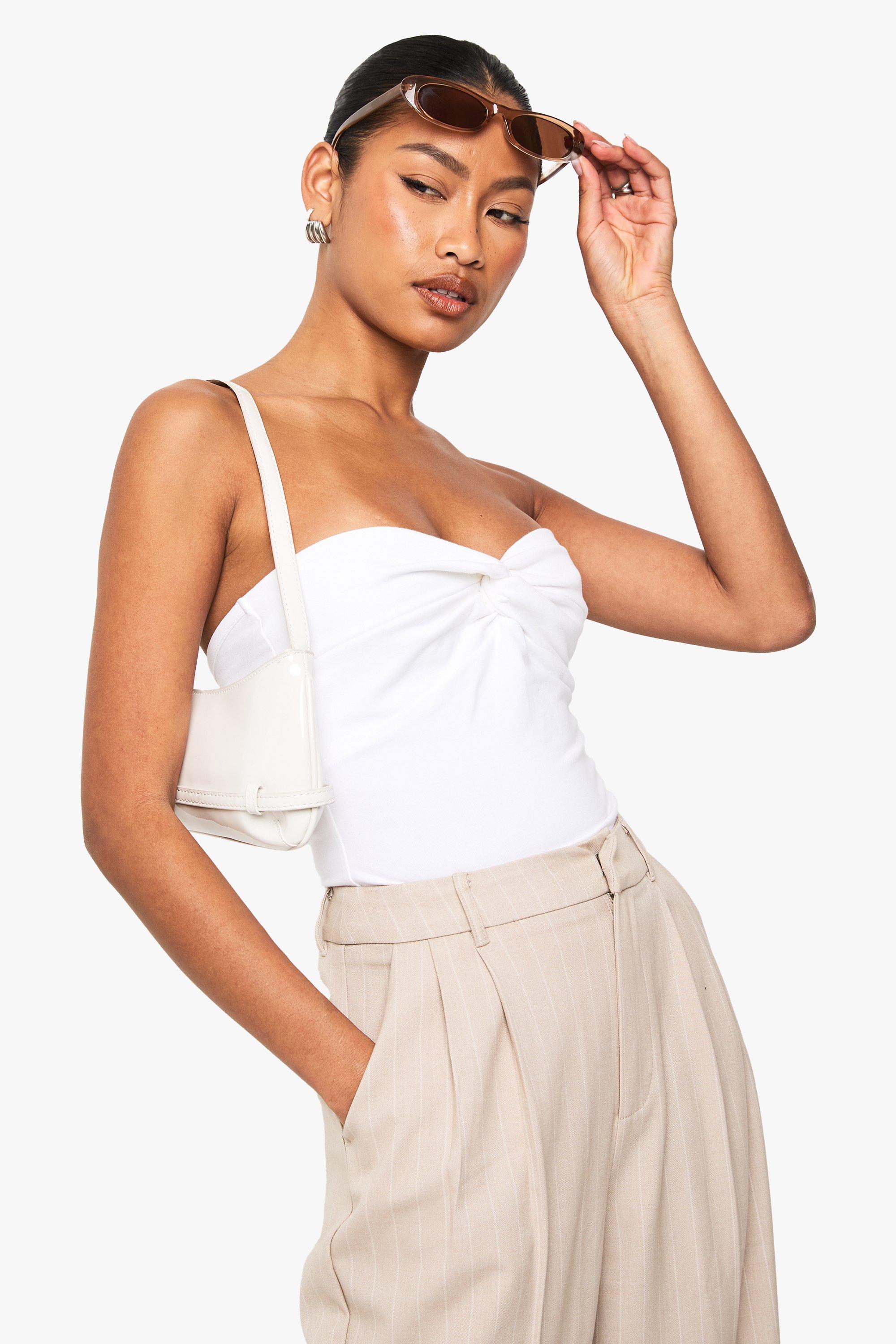 Boohoo Gedraaide Bandeau Top, White