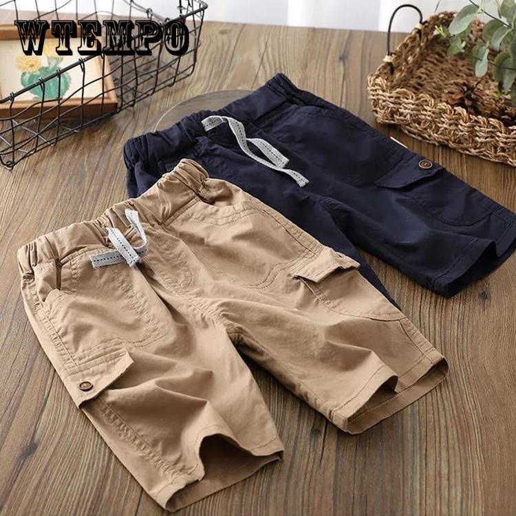 WTEMPO Jongens Zomer Werkkleding Shorts Dunne Middelbare Kinderen Vijfpuntsbroek Katoenen Casual Shorts 170 marineblauwe kleur
