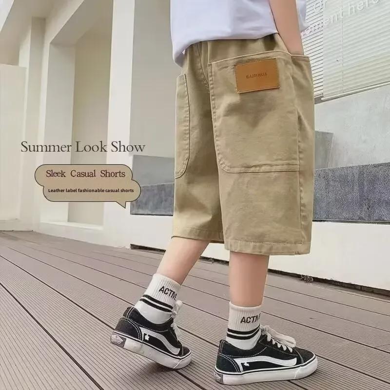 Voyex Trendy mid-length zomeroverall voor jongens (2024) - lichtgewicht shorts voor kinderen 140 cm zwart