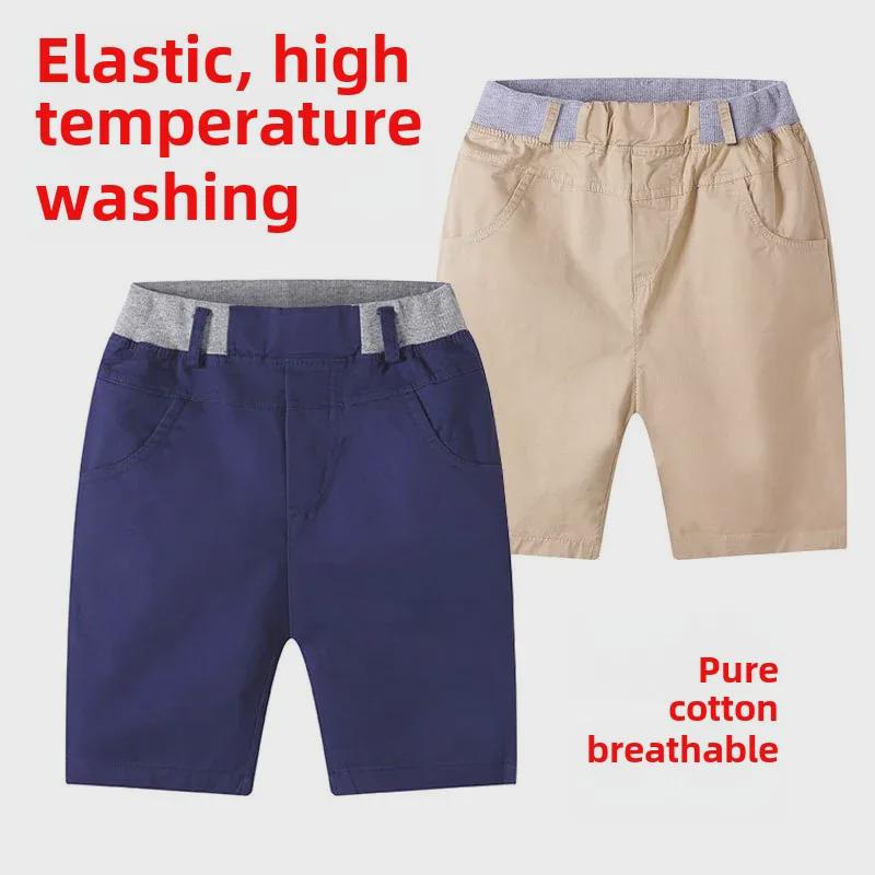 Voyex Jongens zomer 2025 katoenen werkkleding shorts - Dunne, cropped broek voor kinderen 100 cm