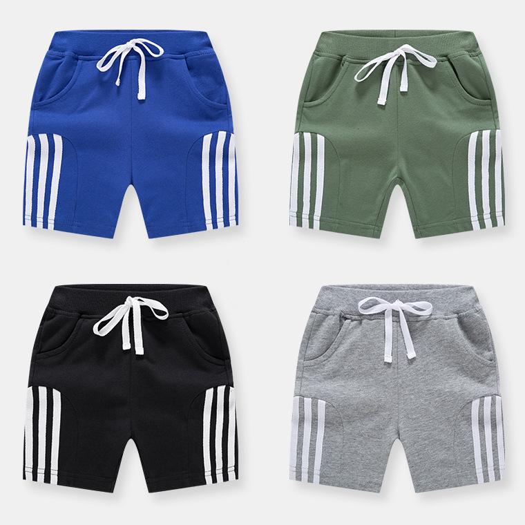 Voyex Nieuwe zomercollectie 2025: Casual katoenen shorts voor jongens met drie strepen 110 cm helder blauwe kleur