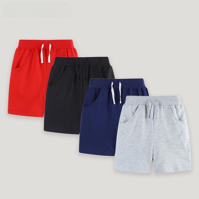 Voyex Zomer 2025 Europese en Amerikaanse gebreide sportshorts voor jongens in effen kleur 7Y (125 cm)