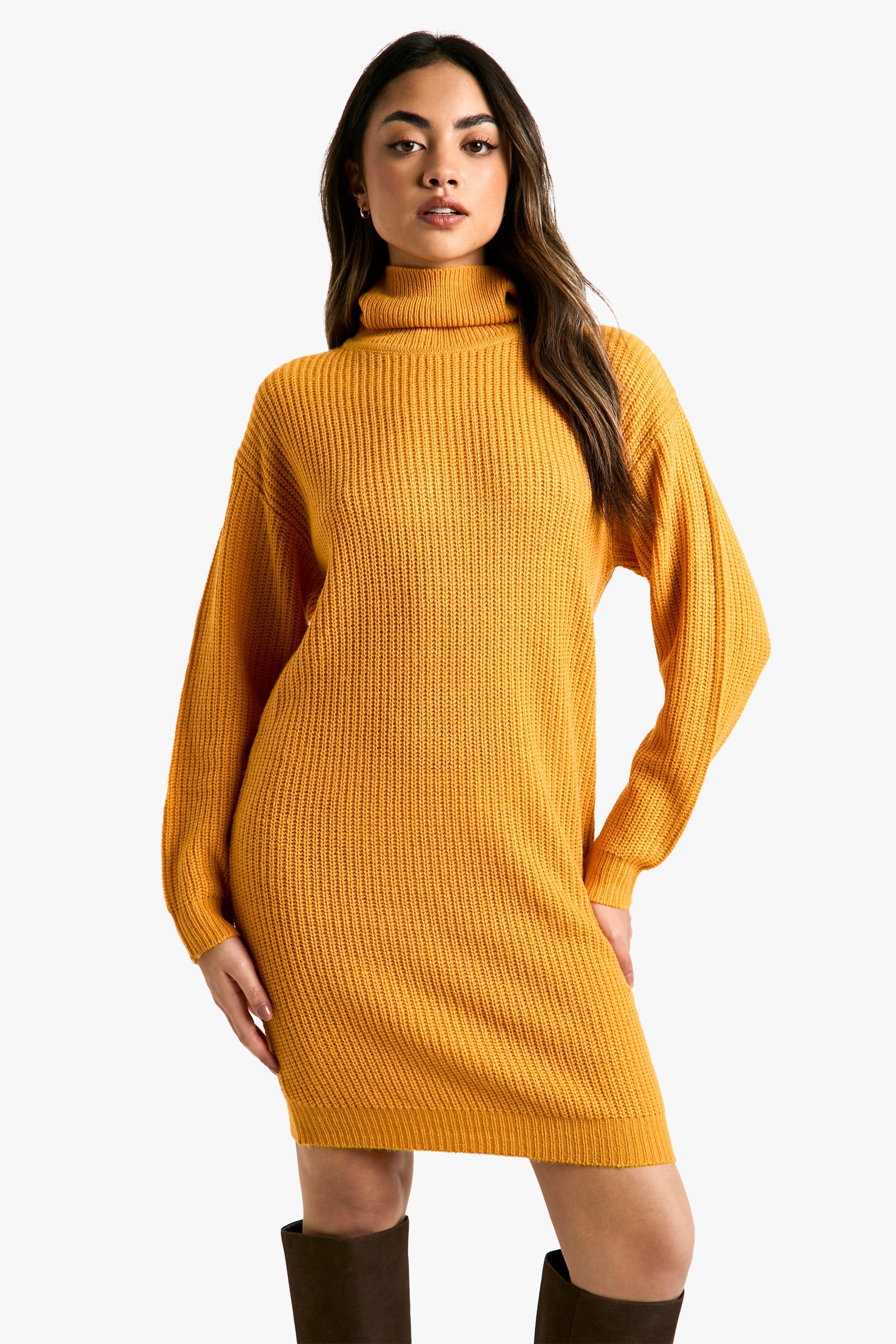 Boohoo Basic Trui Jurk Met Col, Mustard