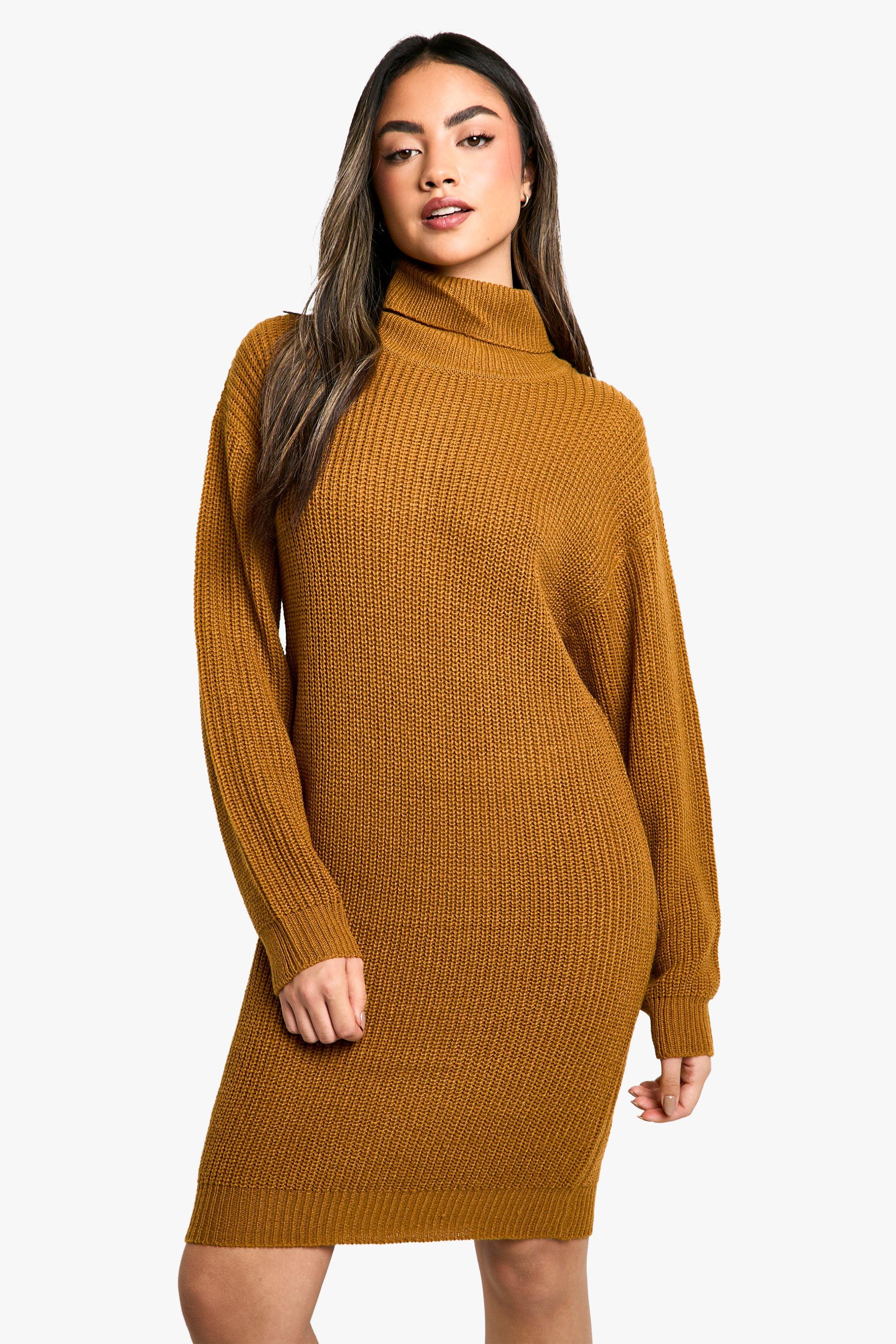 Boohoo Basic Trui Jurk Met Col, Camel