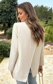 The Musthaves Oversized Open Back Blazer Beige