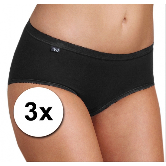 Sloggi 3x  basic midi dames slip zwart -