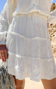 The Musthaves Embroidery Flower Rok Wit