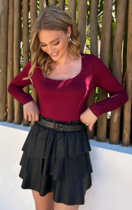 The Musthaves Long Sleeve Square Neck Burgundy