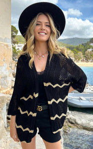 The Musthaves Gehaakte Lurex Cardigan Goud Zwart