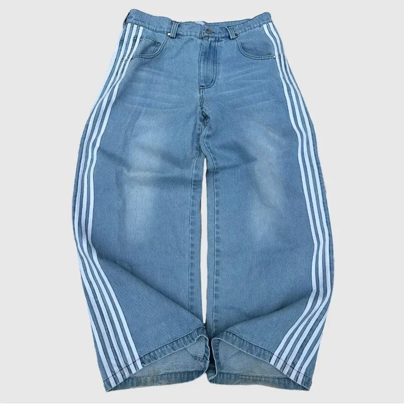 GEMTIDE Y2K Baggy Jeans hoge kwaliteit Geborduurde Gestreepte Harajuku Sweatpants heren dames Hip Hop streetwear Casual wijde pijpen Denim Broek S roze