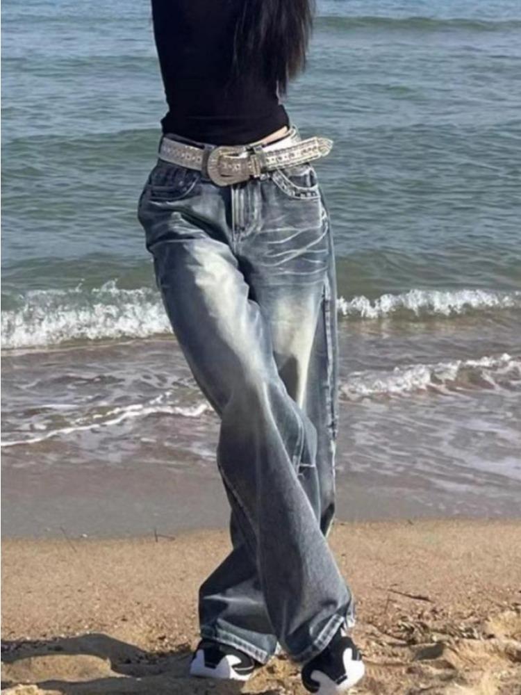 GEMTIDE Y2k 2000s Vintage Baggy Jeans Vrouw Harajuku Streetwear Oversized Denim Broek Koreaanse Stijl Gyaru Grunge Hip Hop Broek S